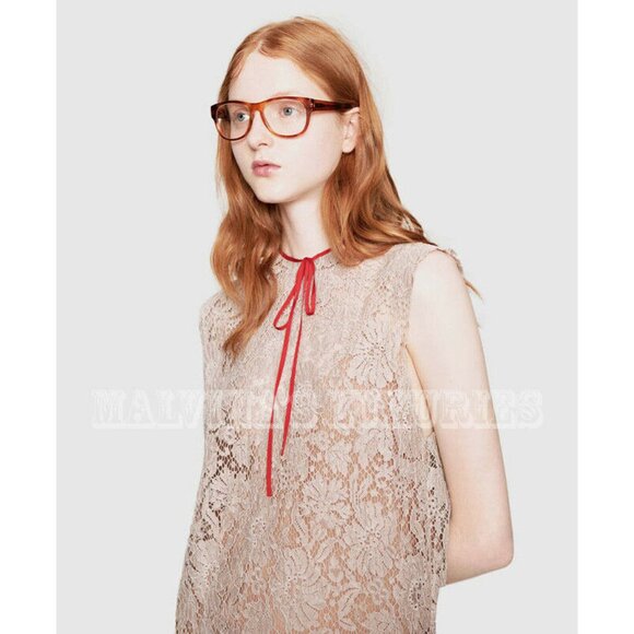 GUCCI DRESS LACE SLEEVELESS RED GROSGRAIN RIBBON TIE sz IT 42 US 6 - Picture 3 of 9